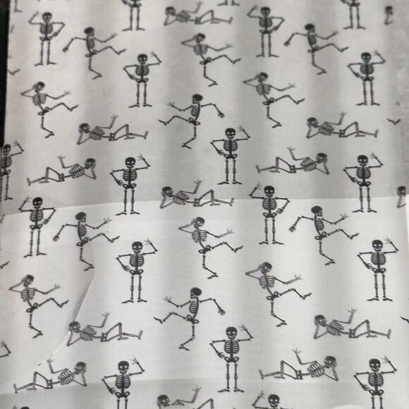Halloween Dancing Black Skeletons Shower Curtains 72x72 Set of 2 New Spooky - Picture 2 of 6
